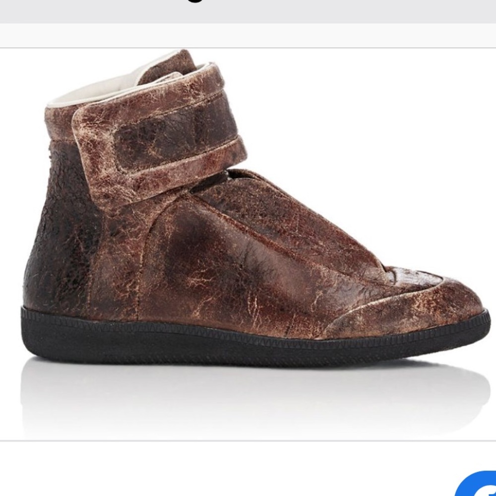 -Distressed "Future" Ankle-Strap Sneakers